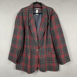 Sag Harbor Blazer Womens 24W Multicolor Wool Tweed Lined Pockets Button